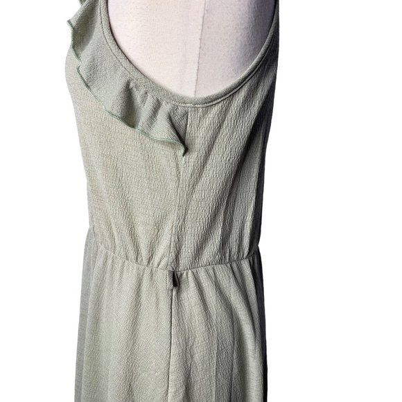 January 7 Maxi Dress Large Green Sleeveless A Style Eyelet Hi-Lo Hem - Picture 9 of 13